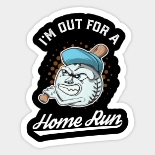 Baseball Mascot Out for A Home Run Sticker